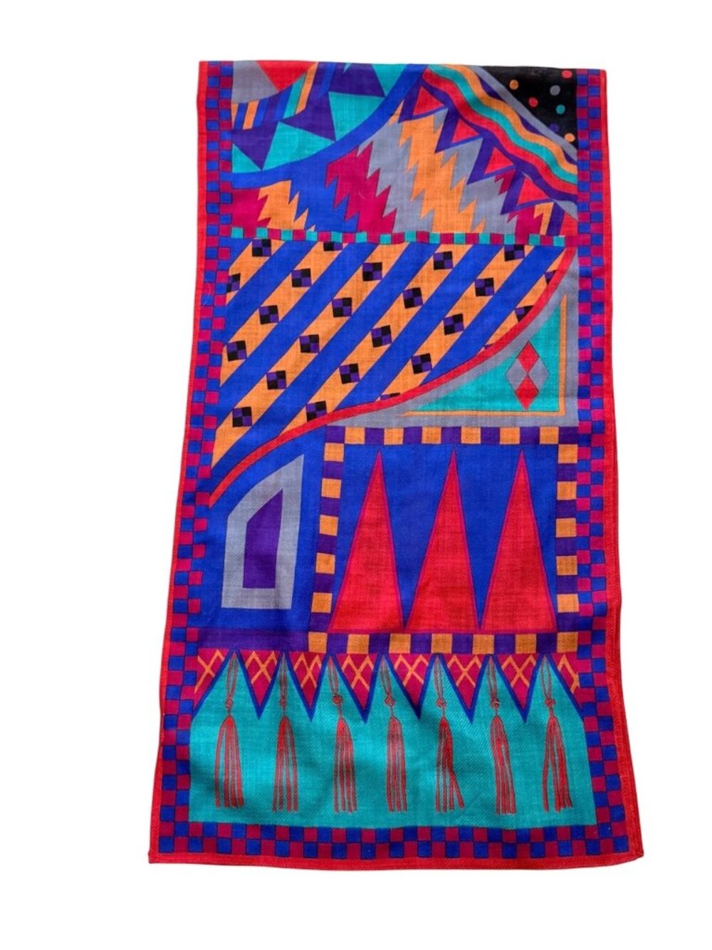 Perry Ellis Women's Wrap Scarf Wool Multicolor Geometric Moroccan Southwestern